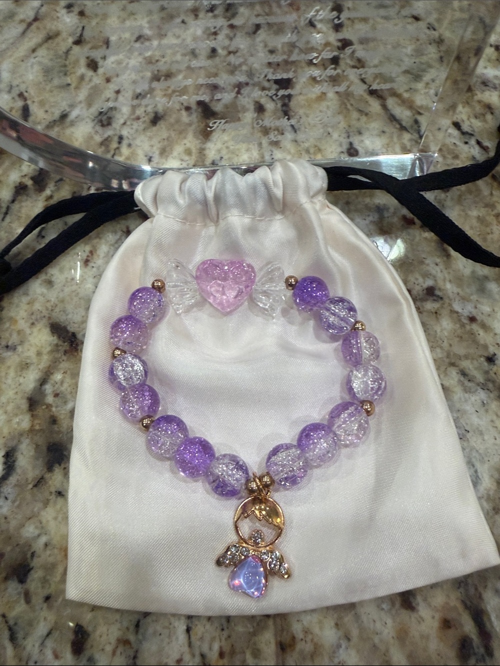 New Kate Spade Dusty and Unbranded Purple & Gold Beaded Angel Bracelet